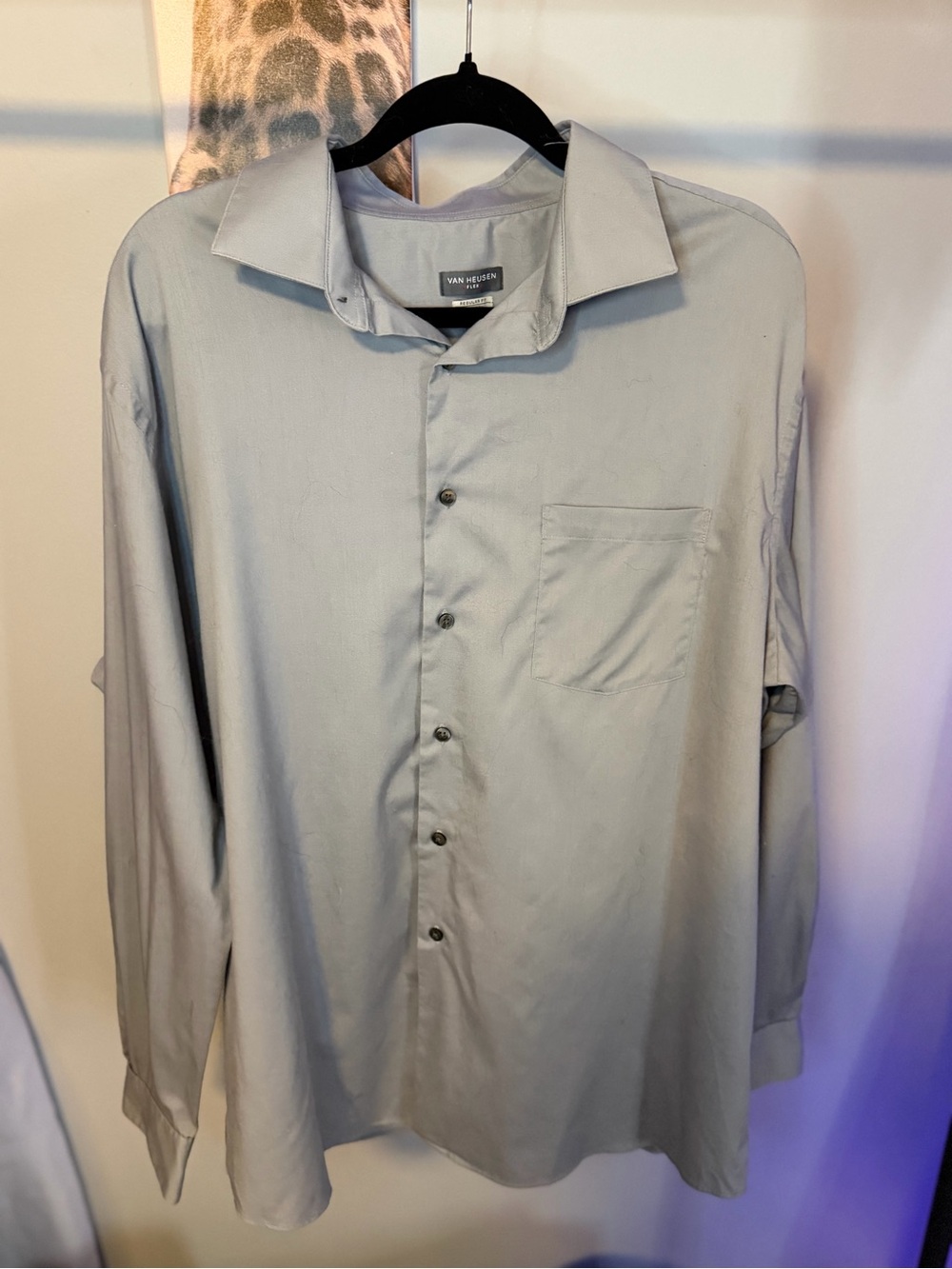 Van Heusen Light Gray Casual Button-Down Shirt
